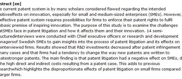 دانلود پایان نامه : بررسی دعوای حقوقی ثبت اختراع و چالش های آن برای شرکت های کوچک و متوسط