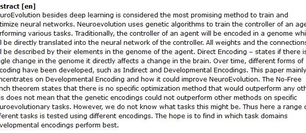 دانلود پایان نامه : رمزگذاری , توسعه و بهبود تکامل عصبی (Neuroevolution) در شبکه‌ های عصبی مصنوعی (ANN)