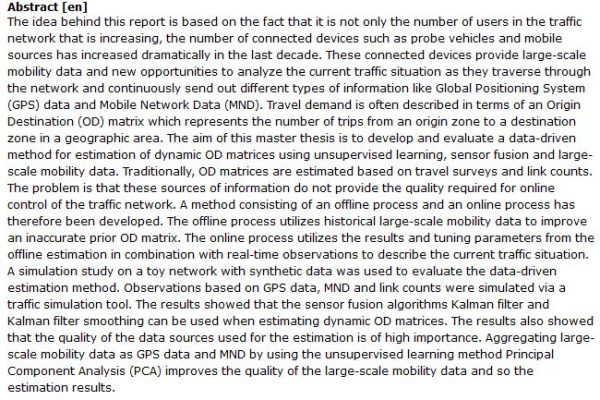 دانلود پایان نامه : بررسی روش های داده محور برای تخمین ماتریس های OD پویا برای کنترل آنلاین ترافیک