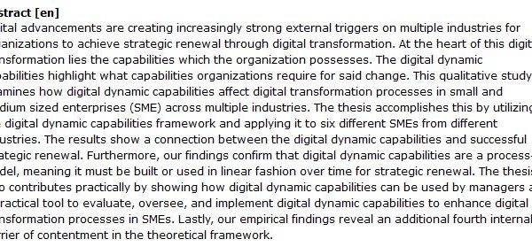 دانلود پایان نامه :  مطالعه موردی و کیفی قابلیت‌ های دینامیکی تحول دیجیتال در شرکت‌ های کوچک و متوسط