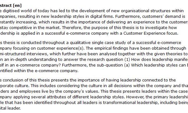 دانلود پایان نامه : بررسی چگونگی رهبری در یک شرکت تجارت الکترونیک موفق با تمرکز بر تجربه مشتری