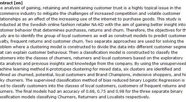 دانلود پایان نامه : بررسی وفاداری مشتری و پیش‌بینی فروش از طریق روش‌های یادگیری ماشینی