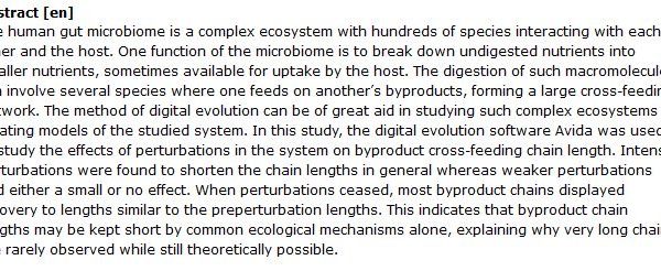 دانلود پایان نامه : بررسی عملکردهای میکروبیوم روده انسان با نرم افزار تکامل دیجیتال AVIDA