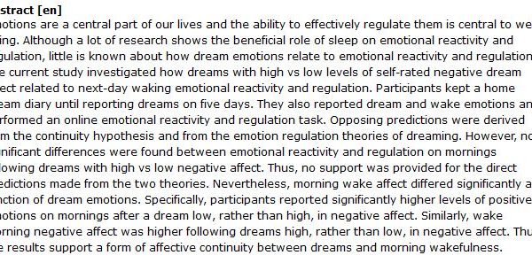 دانلود پایان نامه : بررسی تاثیر رویاهای منفی در خواب بر واکنش‌پذیری و تنظیم هیجان در بیداری