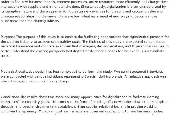 دانلود پایان نامه : مطالعه کیفی اثرات تسهیل‌کننده دیجیتالی سازی در بهبود پایداری شرکت‌ های پوشاک