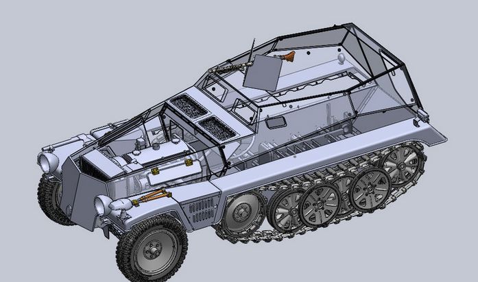 دانلود پروژه طراحی خودرو نیمه زرهی سبک آلمان نازی Sd.Kfz. 250