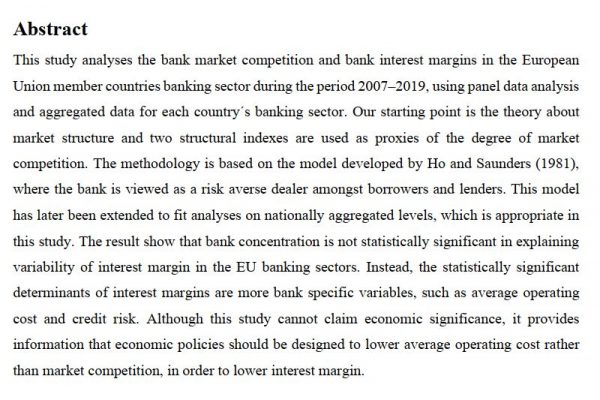 دانلود پایان نامه : بررسی تاثیر رقابت در بازار بانکی بر کاهش حاشیه سود بانک های کشورهای اتحادیه اروپا