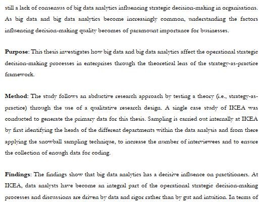دانلود پایان نامه : بررسی تاثیر تجزیه و تحلیل داده های بزرگ بر تصمیم گیری استراتژیک