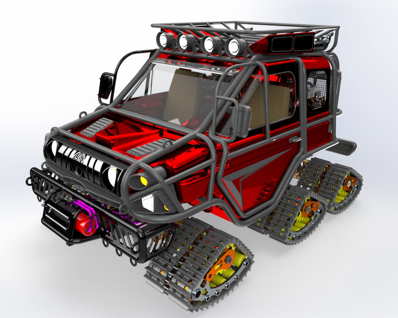  دانلود پروژه طراحی خودرو آفرود اسنورایدر ( برف رو ) off road 6x6 