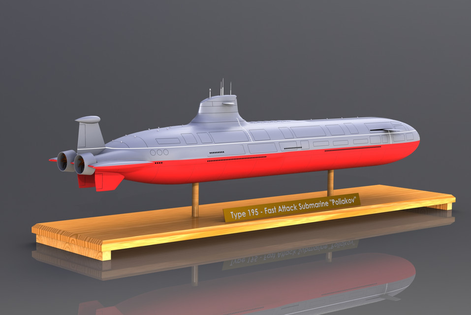 دانلود پروژه طراحی زیردریایی روسی Russian Submarine 195