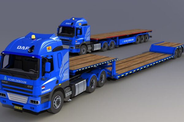 دانلود پروژه طراحی کامیون داف DAF با تریلر