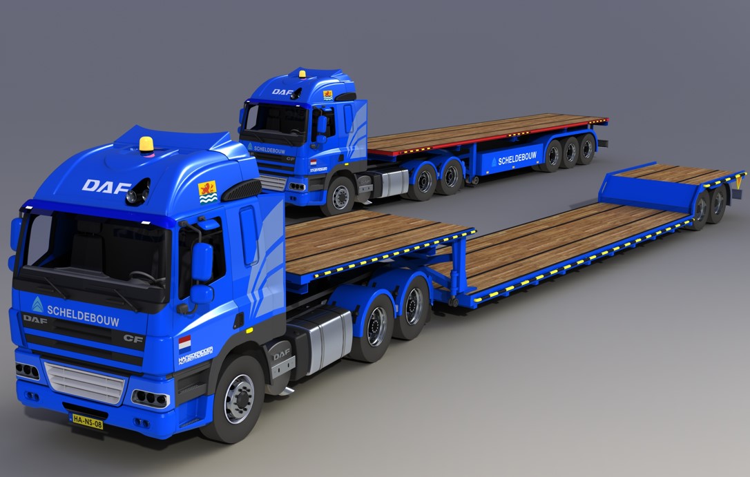  دانلود پروژه طراحی کامیون داف DAF با تریلر